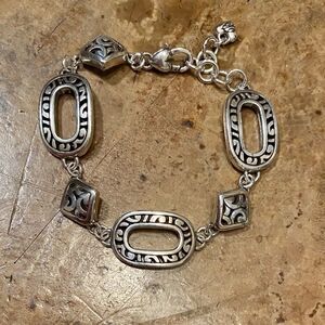 Brighton vintage silver scrolled oval and diamond link‎ bracelet